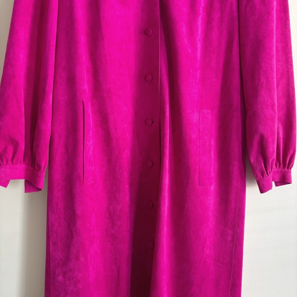 Vintage 70’s Posh Fuchsia Ultrasuede Full Length Coat Dress Sz 8 Mod Retro - Picture 3 of 8